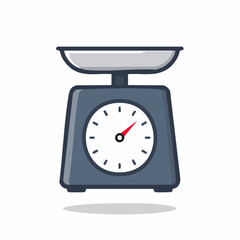 Vintage Style Kitchen Scale Illustration for Baking Measurement, Red Needle Indicator, Weighing Tool Symbol, Gray Color, Flat Design