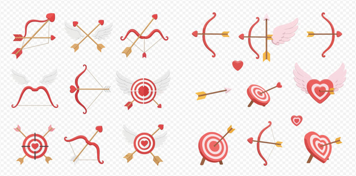 Valentine's Day Cupid Bows and Arrows with Heart Targets Collection.