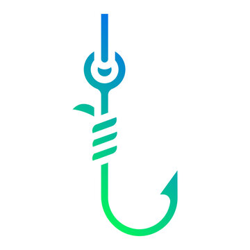 Fishing hook. This is a vector single icon with a solid gradient style. It is suitable for various purposes, including website design, mobile app design, and logo design.