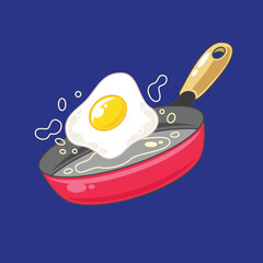 hand drawn frying egg in a pan vector illustration
