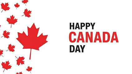 Fototapeta premium Happy canada day design with red maple leaves on black background isolated on transparent background