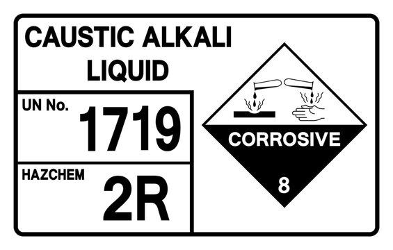 Caustic Alkali Liquid UN 1719 Symbol Sign, Vector Illustration, Isolate On White Background, Label.EPS10