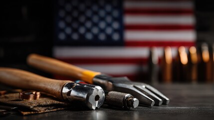 Tools with american flag transparent