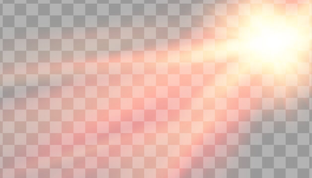 Soft red sun in the upper right corner with gentle glowing rays spreading across the illustration. Delicate red light effect on a light checkered background.