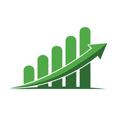 Green Bar Chart with Upward Arrow Representing Business Growth and Positive Performance Trend Vector © designer_hubs