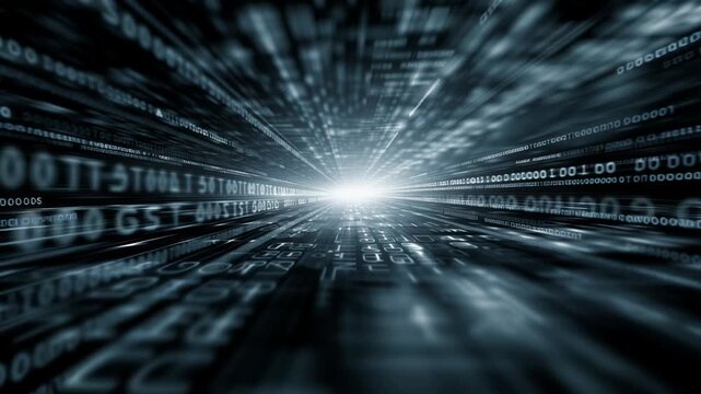Digital Data Flow with Binary Code and Light Effects