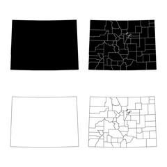 Colorado State Outline and Solid Fill Map Set.