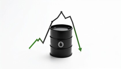 Oil barrel with financial trend line representing price changes and market behavior in trading