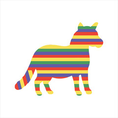 Colorful striped fox illustration a vibrant and playful animal design