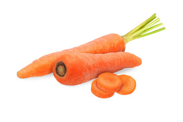 Fresh Orange Carrots Cut into Slices for Healthy Diet and Recipe on Transparent Background Png