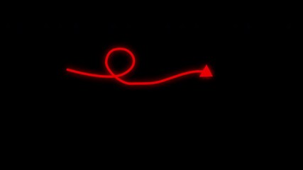 Hand-drawn red glowing downward arrow doodle animation, isolated on a clean plain background. Minimalist motion graphic suitable for presentations, business design, modern UI, and digital content.