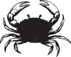 Detailed vector illustration of a black crab isolated