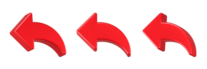 arrow back icon 3d render red color