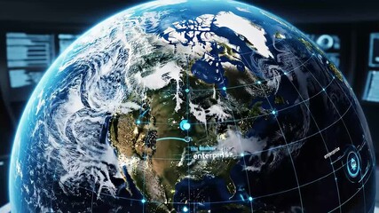 Premium enterprise planet visualization, Earth from Space North America and Connectivity - Powered by Adobe