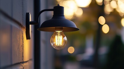 Vintage light bulb on a brick wall