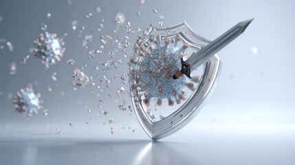 Virus shielded by sword against transparency