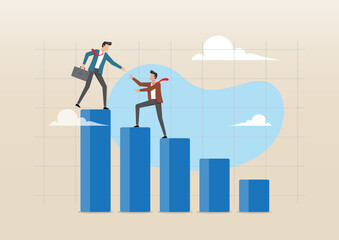 Conceptual Flat Vector Illustration of Business Leadership, Mentorship, and Team Support