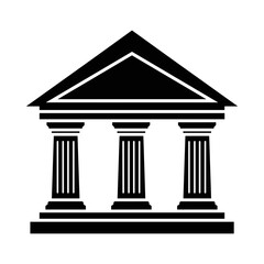 Bank Building Icon Vector - Classical Courthouse Museum Sign