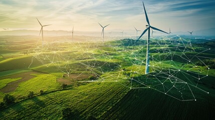 Wind turbines in a green energy landscape
