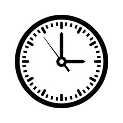 Black and White Round Wall Clock Vector Icon on White Background