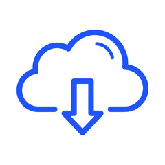 Blue Cloud Download Icon Vector 