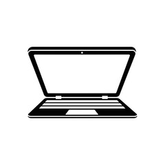 Black Laptop Icon Vector Minimalist Open Notebook Computer Symbol