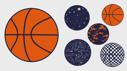 Obraz premium Collection of Basketballs with Unique Abstract and Textured Patterns on Light Grey Background.
