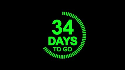 52 days to go, 52 days count animation, 52 days in a month, 52 days left count time display with numbers. business, sale, promotion concept. number of days left until special events, sale 4k video
