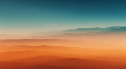 Fototapeta premium Ethereal mountain peaks emerge through warm, atmospheric mist.