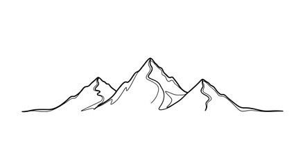 Continuous Line Art Mountain Silhouette Logo on White Backdrop