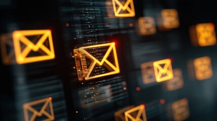 Abstract Concept of Emails with Phishing Indicators and Multiple Screen Displays in a Digital Environment