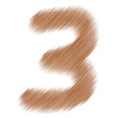 Brown Number Three Handdrawn Sketch Effect