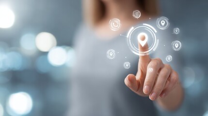 Woman interacting with location technology