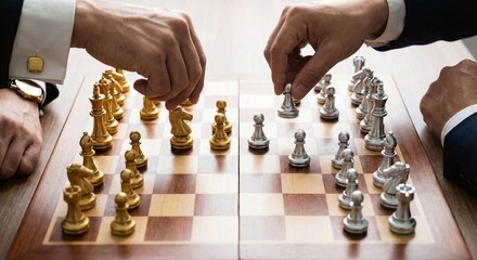 Men playing chess in competition