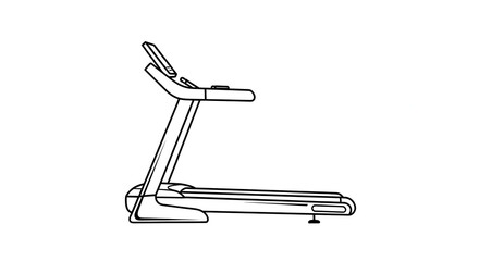 Sleek Modern Treadmill Line Art Icon - Side View Fitness Equipment Vector