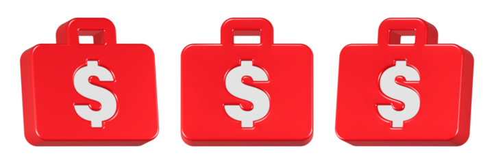 dollar bag icon 3d render red color