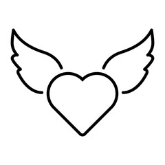 Valentines Day Heart with Wings Icon
