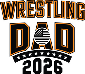 Wrestling Dad 2026 Bold Patriotic Sports Typography Emblem