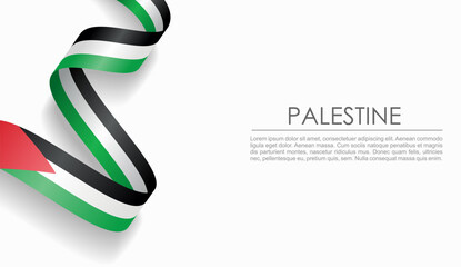 Palestinian flag wavy ribbon, symbolizing national pride, ideal for patriotic or cultural design themes. Vector illustration.