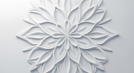 Elegant white floral design graphic background. Decorative 3D artistic nature shapes for clean minimalist visuals.
