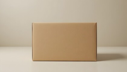 Сlose-up of a plain cardboard box on a neutral background.