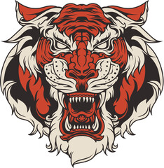 Obraz premium Fierce Roaring Tiger Head Illustration for Premium Apparel and Posters Tiger Vector Vector (6).eps