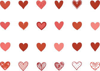 Hand-Drawn Pink Hearts Collection: Cute Vector Icons for Love Themes