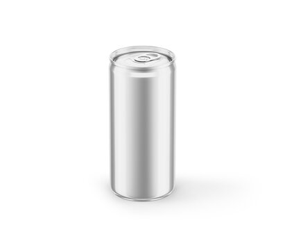 Glossy Aluminium Can Slim 200ml Mockup White Blank
