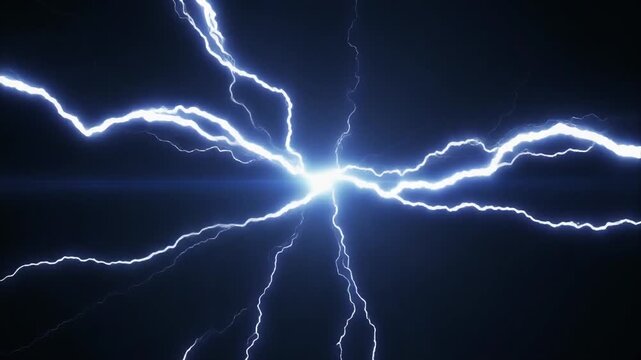 Electric energy bursts forth in a sudden bright light with lightning flash effect