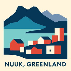 Minimal Arctic Capital Landmark Symbol for Nuuk, Greenland
