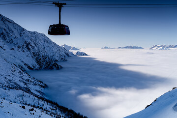 Cable Car With Tourists Goes