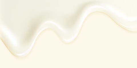 Liquid white vector dripping ice cream texture.
