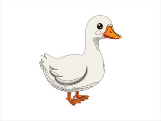 Obraz premium Illustrated White Duck Character on Transparent Background