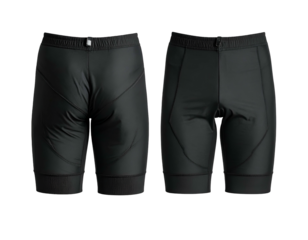 Black cycling shorts, front and back view, for athletic performance